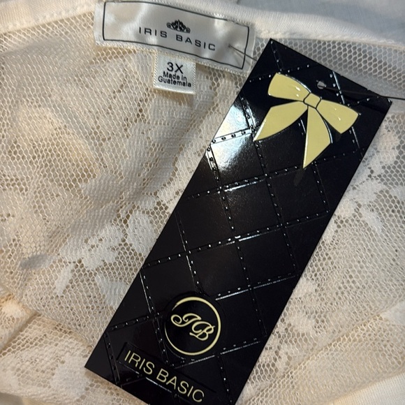 Iris Basic NWOT Cream Women’s 3X V Neck Sleeveless Netted Back Knot Ruffle Top - Picture 6 of 7